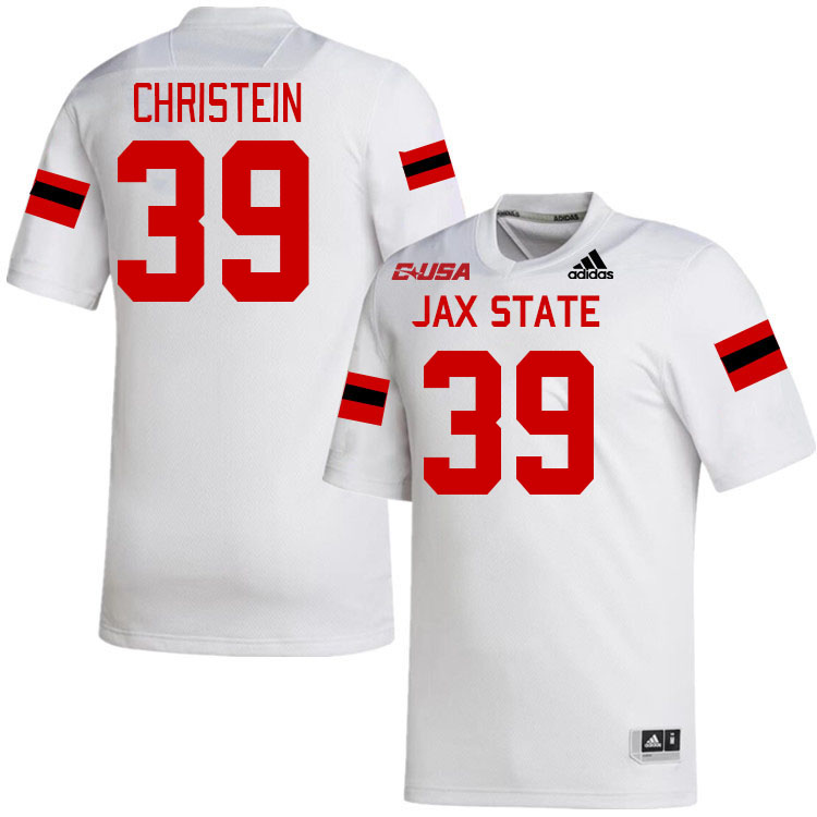 #39 Keith Christein Jacksonville State Gamecocks College Football Jerseys Stitched-White